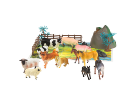  CUBO CON 12 ANIMALES DE GRANJA+DECORADO-ROJO 