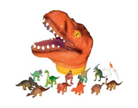 CABEZA DE DINOSAURIO + 12 dinosaurios pequeños 