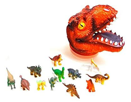 CABEZA DE DINOSAURIO + 12 dinosaurios pequeños 
