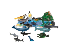  CUBO CON 14 ANIMALES MARINOS+DECORADO-VERDE 