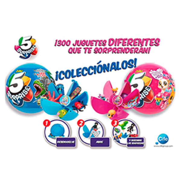 BOLA 5 SURPRISE AZUL Y ROSA 