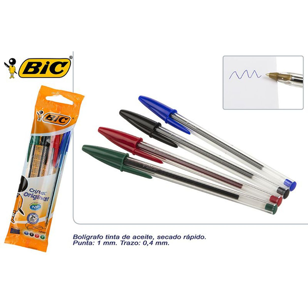 BOLIGRAFO BIC cristal BOLSA 4 surtidos 