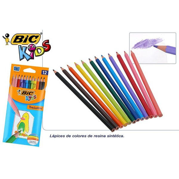 12 LAPICES COLORES TROPICOLORS -BIC- 