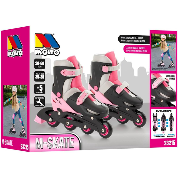 PATINES 4 LÍNEA - ROSA - ajustable del 35 al 38 